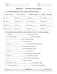 Worksheet Ar Verbs In The Imperfect Worksheet For 6th