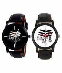 mvs print dial black leather belt watch