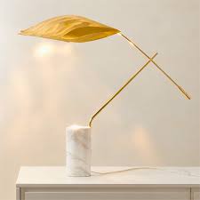 Zel Marble Table Lamp With Brass Shade