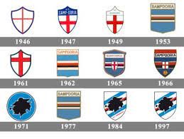 Os motivos recorrentes no logotipo do clube de futebol italiano sampdoria historicamente eram uma cruz vermelha em fundo branco, bem como a combinação de listras brancas, azuis, vermelhas e pretas, enquanto o emblema atual apresenta um marinheiro. History Sampdoria Logo Football Team Logos Soccer Logo Football Logo