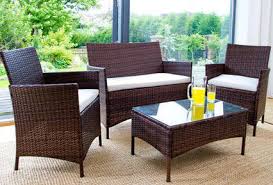 Whether it's perking up a patio or decking, rattan garden furniture will add some serious class to your outdoor seating area. 4pc Rattan Garden Furniture Set Brown Luxury Leather Beds Beds Co Uk The Bed Outlet