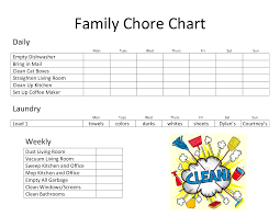 Daily Chore Chart Template Unique Daily Family Chore Chart