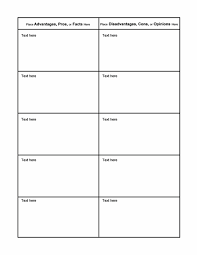 Pros And Cons Comparison T Chart For Students Sample