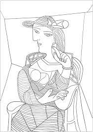 Pablo Picasso : Portrait de Marie Therese Walter - Chefs d'œuvres -  Coloriages difficiles pour adultes