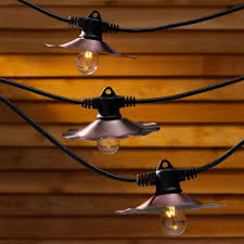 String Lights With Copper Shades And 7 Light Bulbs 35ft Long