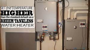 rature on a tankless water heater