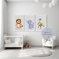 Nursery Wall Art Animals Baby Room