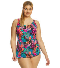 T H E Plus Size Mastectomy Tropicana Sarong One Piece Swimsuit At Swimoutlet Com Free Shipping