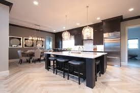 kitchen with herringbone wood floors