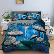 Dream Mushroom Blue Duvet Quilt Cover