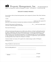 free 12 30 day notice form sles