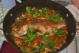 braised whole tilapia with vegetable