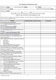 Sample New Employee Checklist Orientation Template Hire Form