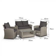 4 Seater Grey Garden Rattan Sofa Set