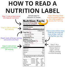 nutrition label for bariatric surgery