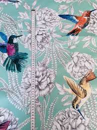Hummingbird Fabric Cotton Toile Birds