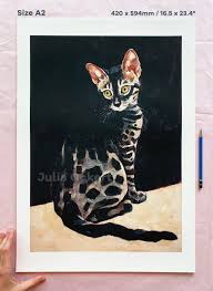 Black Bengal Cat Fine Art Print Framed
