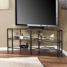 Tv Stand Wood Glass Shelves Kitchen