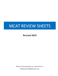 mcat summary sheet all subjects