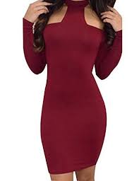Allegrace Womens Long Sleeves Sexy Off Shoulder Bodycon