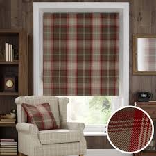 highland check red blackout roman blind