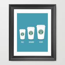 Starbucks Coffee Sizes 8x10 Print Adorable Starbucks Print