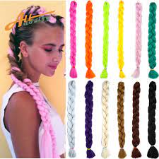 Allaosify tresses synthétiques Jumbo, Extensions capillaires africaines  blondes roses bleues grises au Crochet | AliExpress