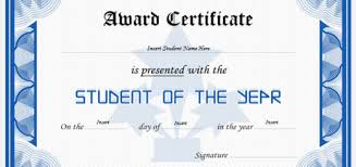 Best Student Of The Year Award Certificates Professional