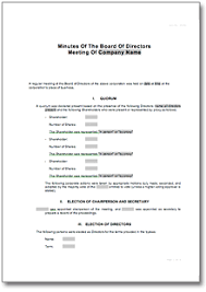 Corporate Minutes For Board Of Directors Meeting Template