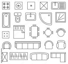 vector set of outline isolated interior
