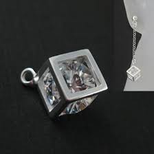 whole sterling silver cube charm