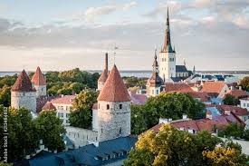 aerial view of tallinn old town in a