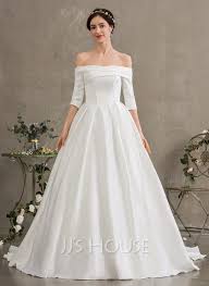 We offer best cheap ball gown wedding dresses here. Ball Gown Princess Off The Shoulder Court Train Satin Wedding Dress 002187041 Jj S House