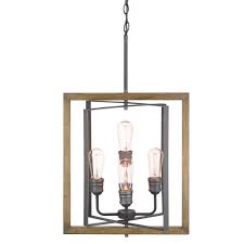 Home Decorators Collection Palermo Grove 5 Light Gilded Iron Pendant With Painted Walnut Wood Accents