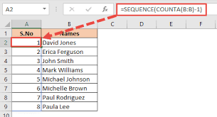 sequential numbers in excel
