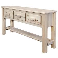 Homestead Collection 58 In Unfinished Pine Rectangle Wood Console Table With 3 Drawers Ready To Finish