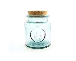 medium round glass jar with cork 8 oz