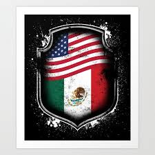 Mexican American Flag Art Print By