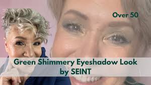 green shimmery eyeshadow look by seint