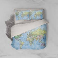 3d detail world map bedding set quilt