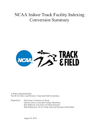 Ncaa Indoor Track Facility Indexing Conversion Summary Pages