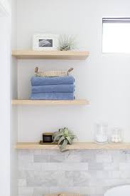 Oak Wooden Floating Bath Wall Shelves
