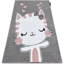 carpet pe kitty cat grey gray 80x150 cm