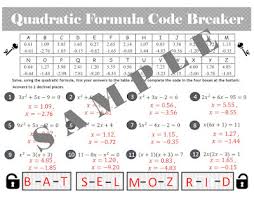 Quadratic Formula Codebreaker Activity
