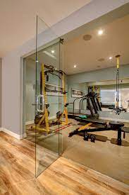 Basement Home Gym Glass Door And Wall