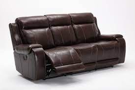 brown faux leather reclining sofa