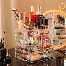 cq acrylic clear makeup organizer and