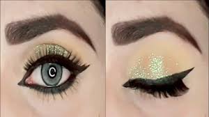 yellow glitter eye makeup tutorial