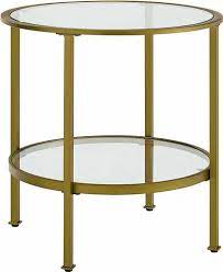 Glass Table With Gold Metal Frame Round