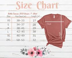 Bella Canvas 3001c Size Chart Bella Canvas T Shirt Size
